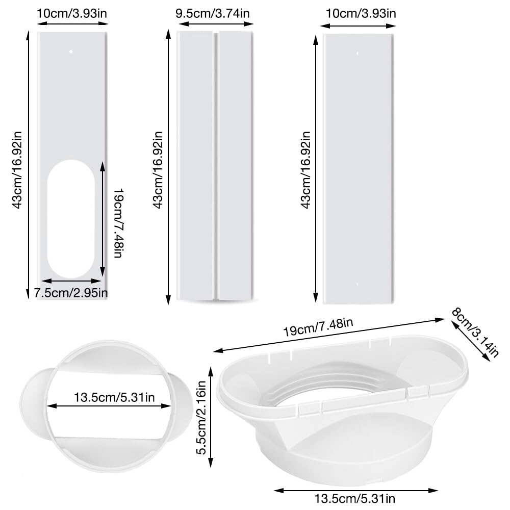 Kit Calfeutrage Climatiseur, TGKYK 4PCS Joint de Fenetre Climatisation Réglable, Calfeutrage Fenetre Climatiseur, Kit Fenetre Climatiseur Mobile, Adaptateur Tuyau Climatiseur Mobile 13cm
