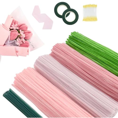 8mm pink pipe cleaner set pipe cleaning flower handicraft flower DIY decoration suitable for art Christmas creative decoration