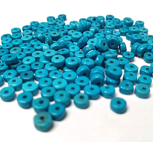 Perlin Turquoise Gemstone Beads Semi-Precious Stone Set Jewellery Beads Rondella Blue Colour Loose Beads 4 x 2 mm 50 Pieces - Image 3