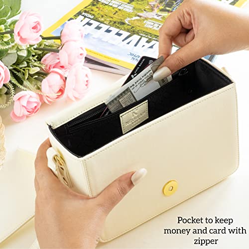 Image of NEORAH Ladies Box Sling Bag ELEANOR+Magnetic Closure+Spacious Main Compartment+Adjustable Strap|Hand Crafted Vegan Leather|Crossbody For Women|Multipurpose Everyday Shoulder Bag Purse