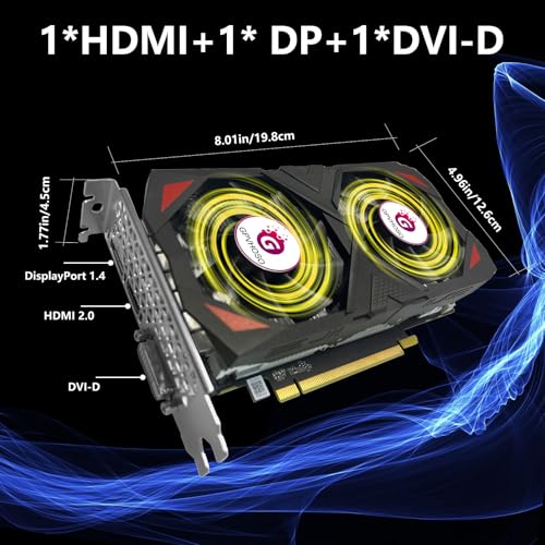 GTX 1060 6GB Graphics Card GDDR5 192Bit 4K VR Ready Video Cards with Dual Cooling Fans, Support Direct X12 PCIe3.0 * 16 HDMI DVI DP, High Performance for Gaming and Creative Work - Image 3