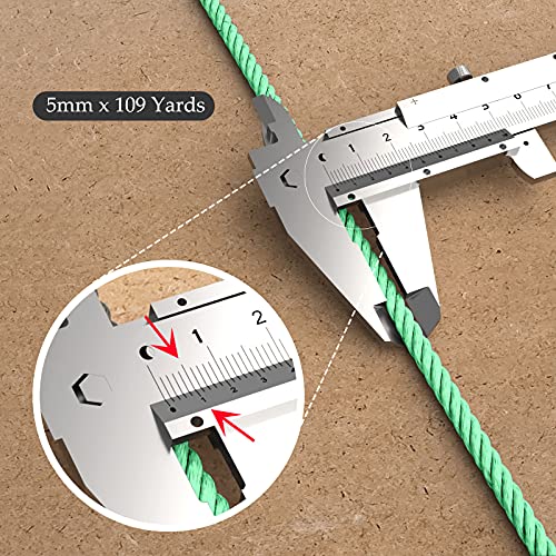 Image of ZUEXT Macrame Cord, Pea Green, 5mm x 109yds Cotton String Macrame Yarn | 100% Natural Handmade, 4 Strands Twisted Cotton Rope, For Wall Hanging Plant Hangers Gift Wrapping Tapestry DIY Crafts, 100m