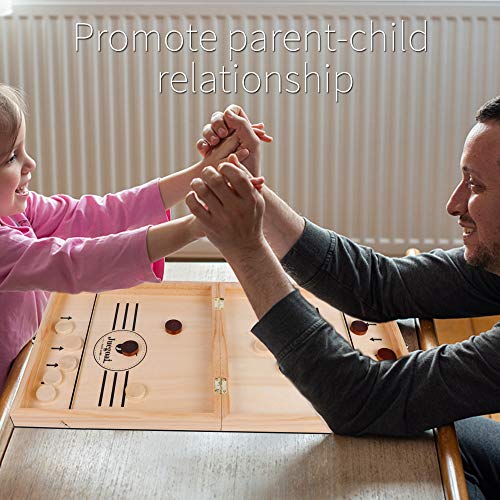 Juegoal 4-In-1 Wooden Fast Sling Puck Set For Kids And Adults, Chess, Checkers, Tic Tac Toe Games, Travel Portable Folding Tabletop Chess Board Game Sets, Interactive Families Toys #TOP6