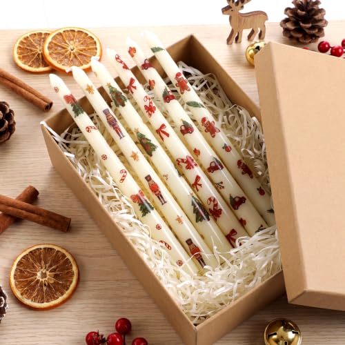 Image of Threlaco 6 Pcs Christmas Taper Candles Set, 9.8 Inch Gingerbread Nutracker