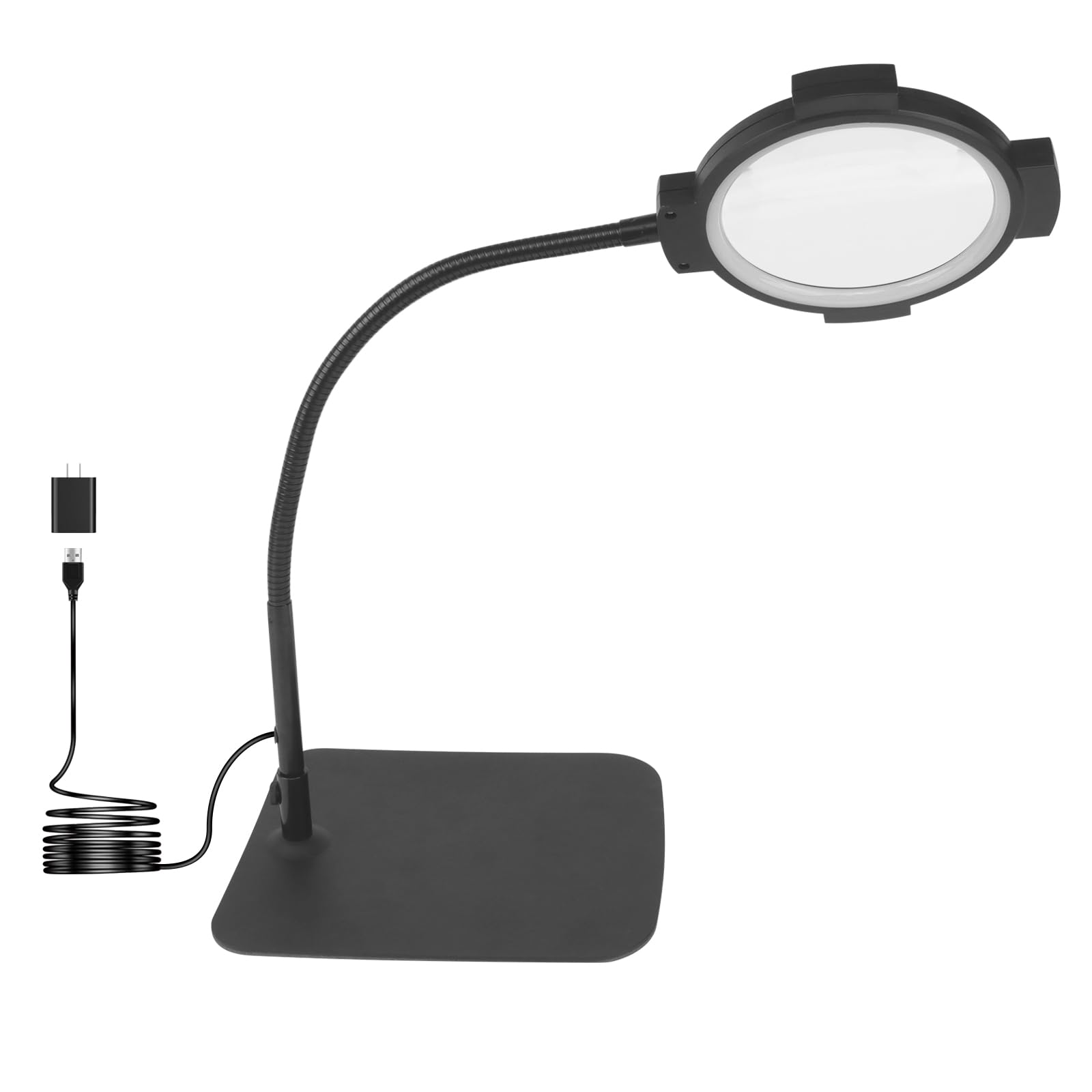 30X 10X Magnifying Glass with Light & Stand, 54 LED Lighted Desk Lamp, 5 Colors, 3 Levels Dimmable