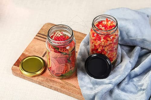 Image of PRAMUKH FASHION Square Shape Glass Jar for Kitchen Masala Storage Ml Set with Airtight Lid Containers Spices Dry Fruits and Pickle Container Pack of (6, Black 1000Ml Round Jar)