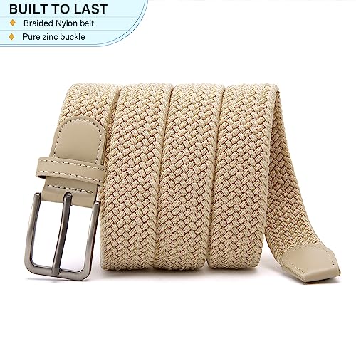 Image of DOOPAI Braided Stretch Belt for Men, Elastic Woven Belt, casual Fabric Golf Belt, 1 3 /8 inch for golf pants jeans, Gift Box