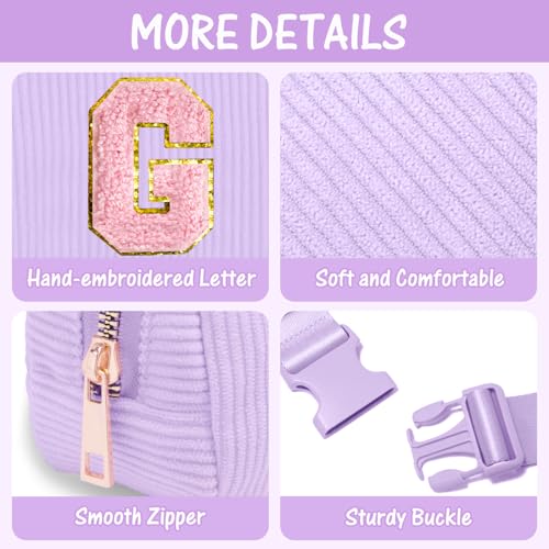 Image of Gitus Girls Birthday Gifts for 10-16 Year Olds - Initial Fanny Pack Belt Bag Crossbody Bag - Trendy Personalized Preppy Stuff (Lavender-G)
