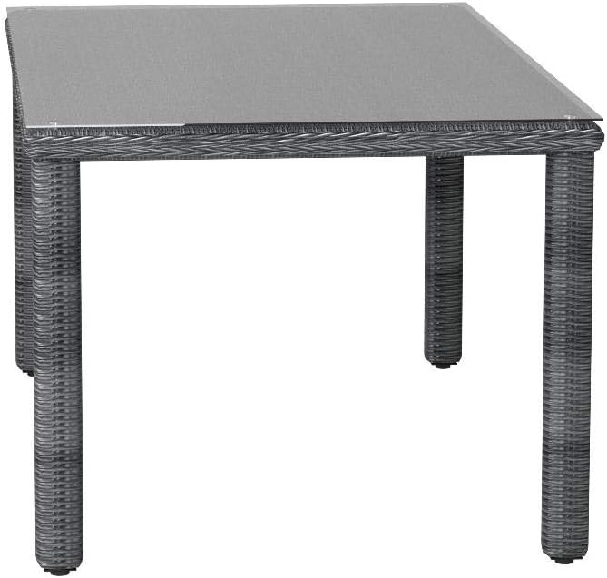 Modway Summon Wicker Rattan Outdoor Patio 90" Rectangle Dining Table in Gray