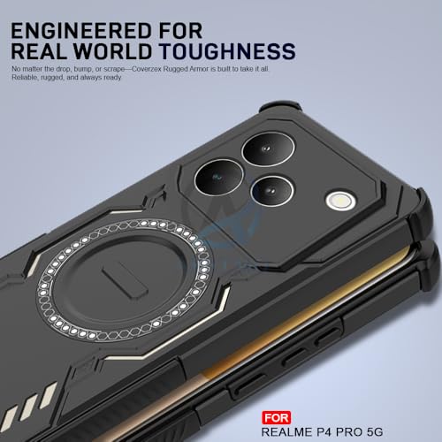 Image of AESTMO Back Case Cover for Realme P4 Pro 5G | Magnetic Case with Built-in Metal Ring | Compatible with MagSafe Accessories | Shockproof Hybrid (PC + TPU, Black)