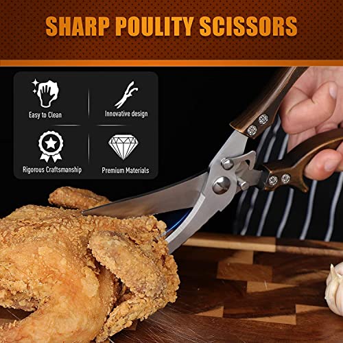 Dream Reach Heavy Duty Poultry Shears With Serrated Edge - For Chicken, Bone, Meat, Turkey, Fish - No Rust, Spring Loaded, Stainless Steel Kitchen Scissors thumb #2