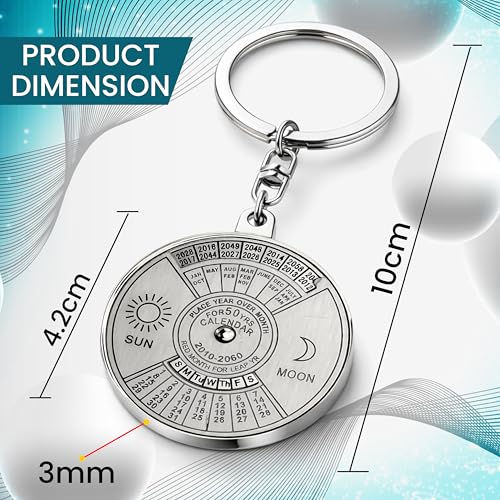 Image of Storite 50 Years Calendar Key Chain || Rotating Perpetual Calendar Key Ring ll Metal Keychain || Keychain For Bike Car Bag Silver