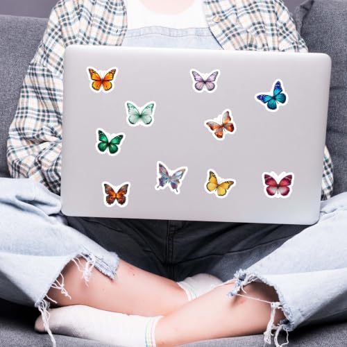 Image of Butterfly Sticker Pack - 30 Waterproof Vinyl Decals for Scrapbooks, Laptops, Journals, Walls & DIY Crafts - Colorful Cute Butterfly Designs