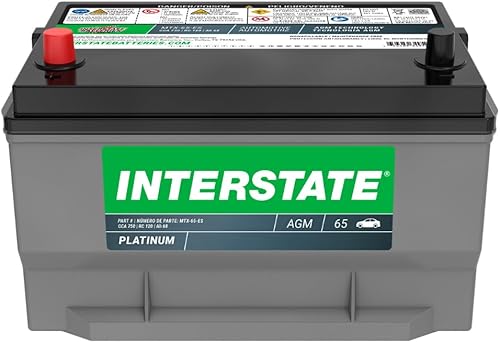 Interstate Batteries Batería automotriz de 12 V 68 Ah (tamaño del grupo 65) 750CCA SLI AGM Reemplazo de batería automática para automóviles, SUV,