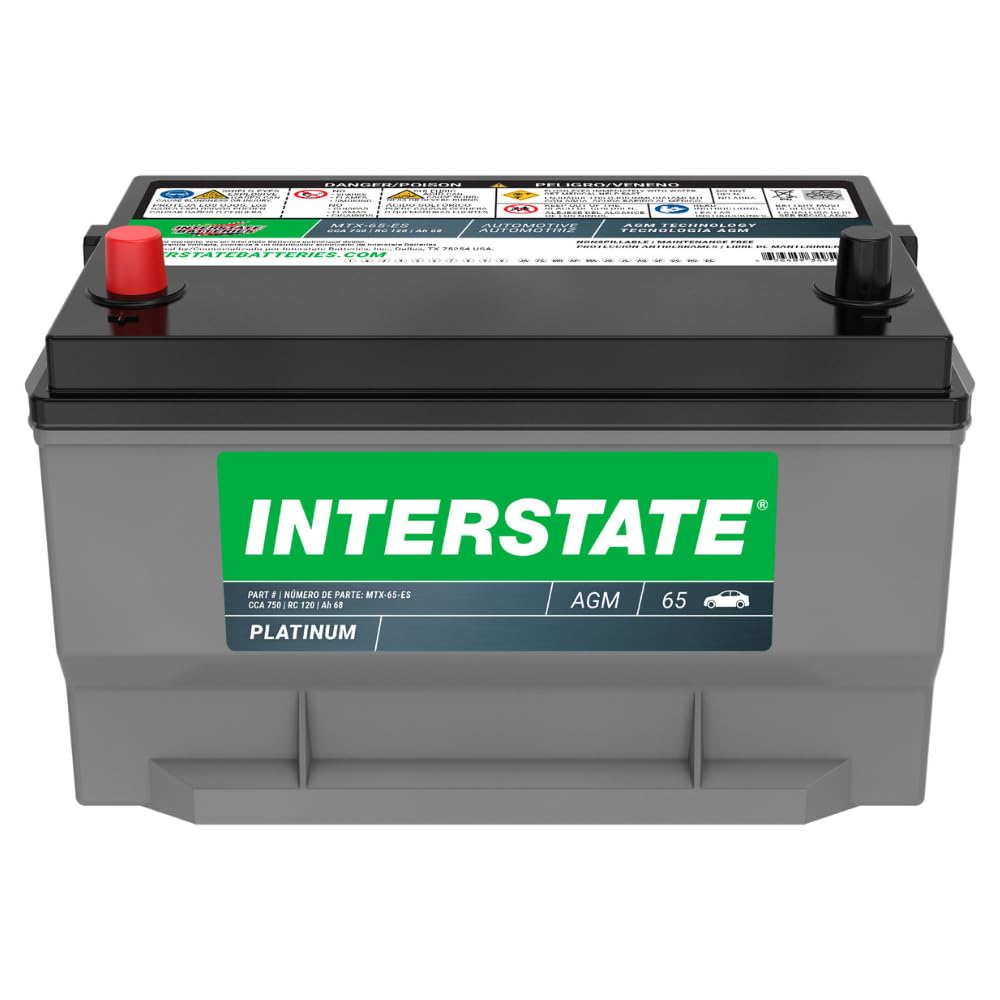 Interstate Batteries Automotive Battery 12V 68Ah (Group Size 65) 750CCA SLI AGM Auto Battery Replacement for Cars, SUVs, Sedans, Trucks (MTX-65)