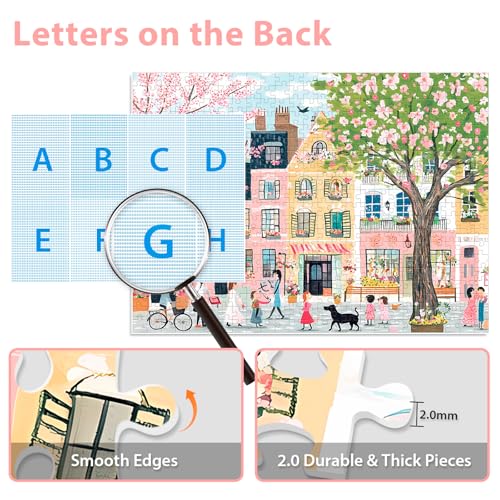 Image of 500 Piece Puzzles for Adults,Pink Garden Jigsaw Puzzle for Adults Kids Seniors, Recycled Cardboard Puzzle 500 Piece, Challenging Game Birthday Party Activity Gift for Family Friends 20.5 * 15 inch