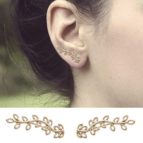 9 Pairs Gold Silver Rose Gold Crystals Ear Cuffs Earrings Simple Chic Hollow Leaf Crystal Ear Crawlers Earrings Set Hypoallergenic Earring2