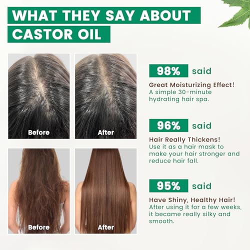Image of PHATOIL Organic Cold Pressed Castor Oil USDA Certified, 4fl.oz Glass Bottle | Rich in Omega Fatty Acids, Ideal for Hair Growth, Eyebrows, Lashes, and Skin Care
