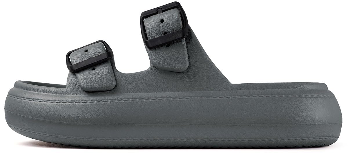 Gaatpot Zapatilla de Baño Niños Niña Chanclas Zapatos de Playa y Piscina Ajustable Doble Hebilla Sandalias Antideslizantes Gris 33/34 EU