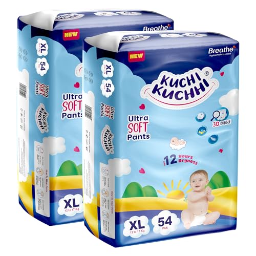 Image of Premium super soft baby diaper with a 3D bubble top and super absorbent core | Added active leak barriers and wetness indicators - XL Size, 108 Count