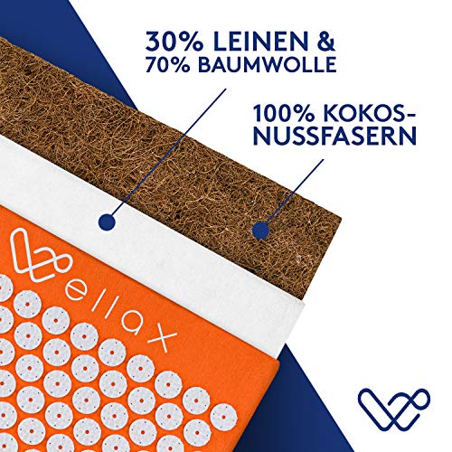 Wellax [Das Original] - Akupressurmatte mit Kissen - Gefüllt mit 100% Kokosfasern - Löst Verspannungen & fördert Durchblutung - Massage Matte mit Akupressurkissen - Ausgezeichnet von Vergleich.org 3