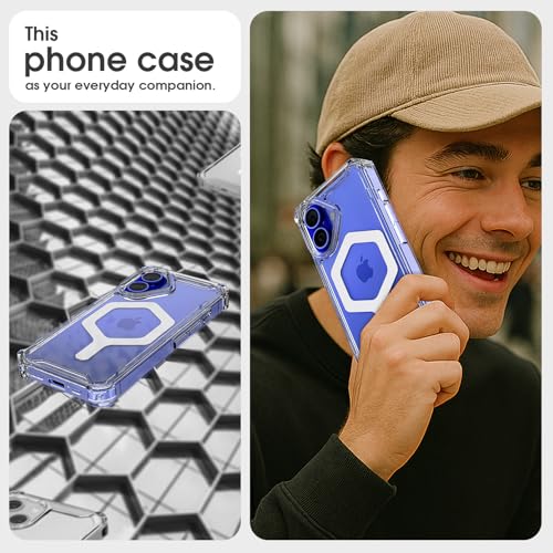 Image of Pikkme Back Cover for iPhone 16 Mag-Safe PC + TPU Transparent Hybrid Shock Absorption Bumper Case (Transparent Mag-Safe)