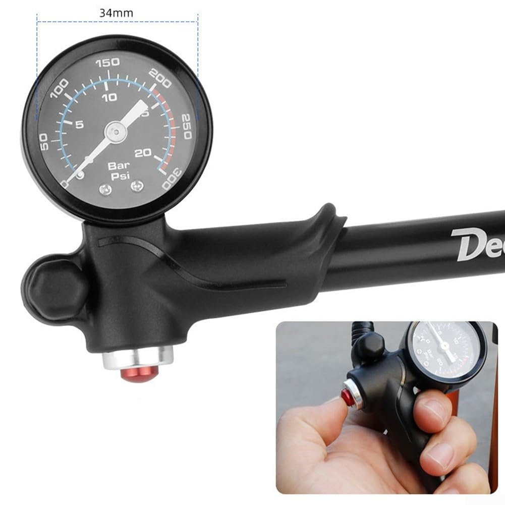 Pompe à air de vélo 300 psi, compatible avec fourche avant et amortisseur arrière, légère avec manomètre intégré