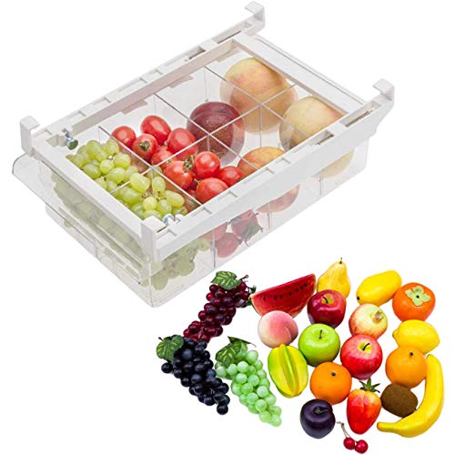 Fridge Organizer-Pull-out Refrigerator Organizer Bins, Freely Pullable Refrigerator Storage Box for Fruit, Yogurt, Snacks, Pasta, Egg- Food Safe, BPA Free, 12â€ x7.9â€x3.7â€
