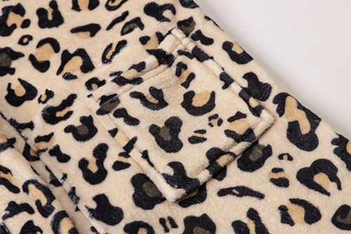 Image of Umeyda Girls Fleece Hooded Robes, Warm Printed Bath Robe for Kids Soft Fuzzy Bathrobe for Gifts