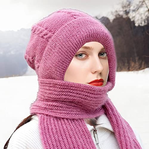 Balaclava feminina – Balaclava à vento chapéu malha inverno com cachecol – capa rosto quente chapéu