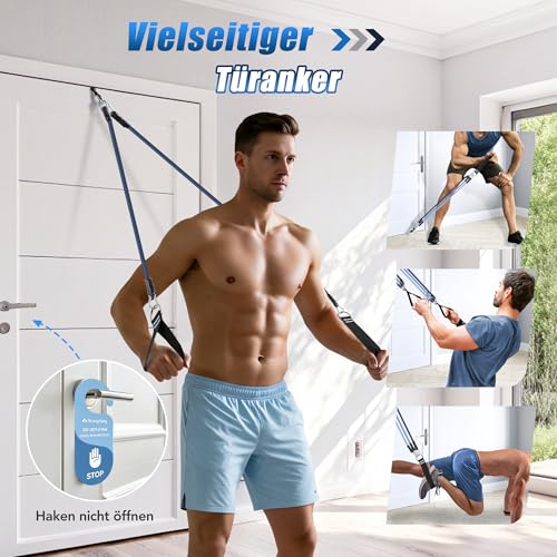 ALongSong Fitnessbänder Pilates Bar Set mit 6 Widerstandsbänder 20-180Lbs & Pilates-Stange, Griffe, Türanker für Fitness/Yoga/Kniebeugen/Stretching/Figurformung-Korallenrosa