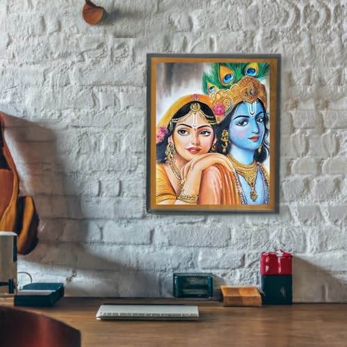 Image of Whattacraft! DIY Acrylic Paint by Number Kit for Adults Kids Beginner Number Painting Kit DIY Canvas Painting by Number Wall Decoration DIY Painting Kit for Adults | Krishna Color By Numbers (WAC1-117)