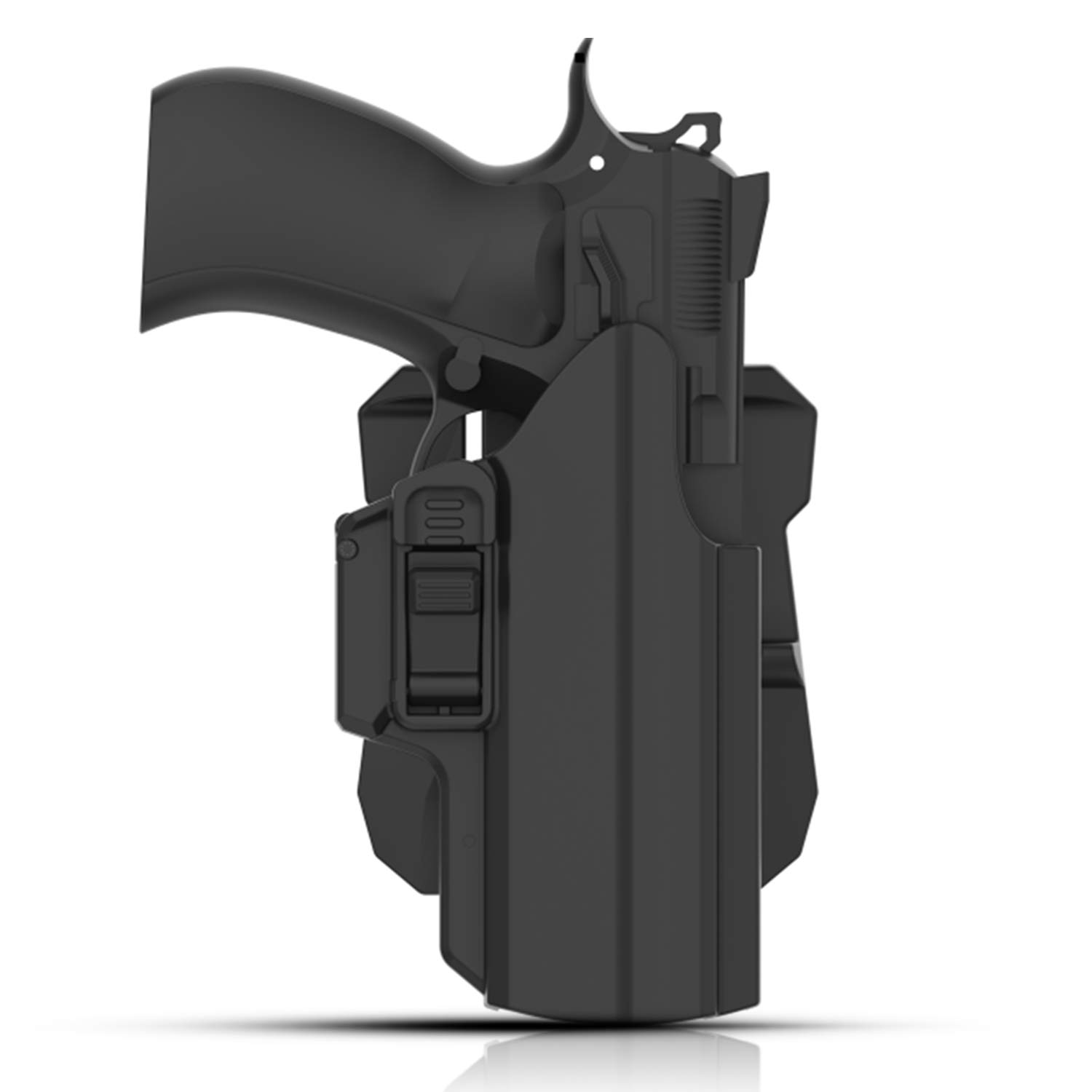 Efluky Universal OWB Holster for Glock 17/19/19X/45, Fits S&W M&P 9MM, Springfield XD, Beretta 92fs, Right Hand, Black, Large, Tactical Pistol Holster with 360 Adjustable Cant and Buckle Closure