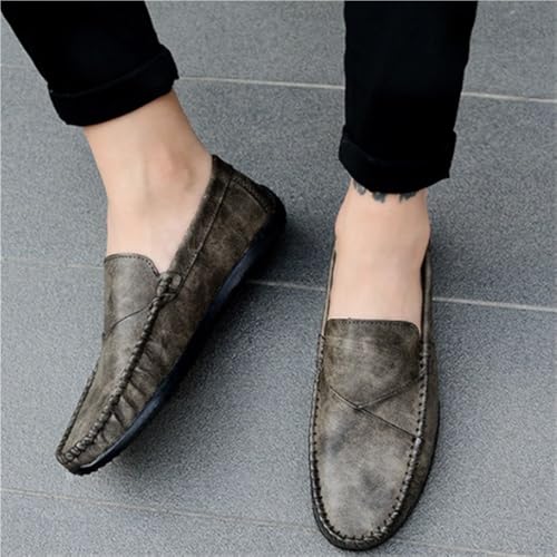 Mens Loafers Shoe PU Round Toe Stitching Details Breathable Flat Heel Comfortable Flexible Lightweight Walking Driving Slip-ons4