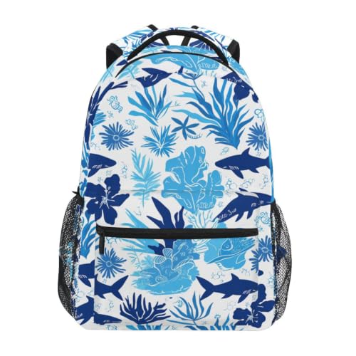 Sacs cartable à dos requin et dauphin bleu anti-fatigue pour étudiants