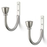 Metal Curtain Tiebacks - Silver, Curtain Hooks for Drapes, Curtain Tiebacks Wall Mounted, Decorative Curtain Pull Back Hooks, Curtain Holdbacks Accessories, Tie Backs for Curtains 2 Pack