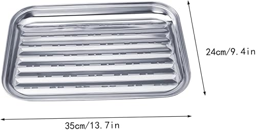 Miniatura 5 de Happyyami Stainless Steel Grill Pan Roasting Fish Drip Tray Vegetable Grill Basket Stainless Grill Topper BBQ Grill Pan Grill Toppers Grill Pan for