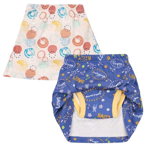 Image of MooMoo Baby Girls Potty Training Underwear 2 Packs Cotton Diaper Skirt for Potty Training Absorbent