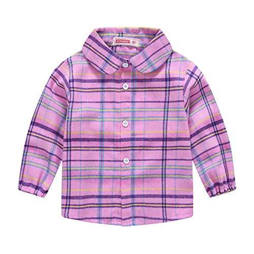 Girls Button Down Long Sleeve Shirts Blouses Toddler Flannel Plaid Jackets Boys Winter Inner Cotton Fashion Shirts Tops
