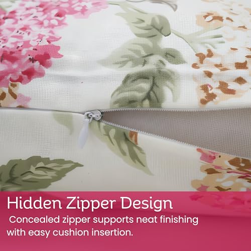 Image of Clasiko Cotton Cushion Covers 22x22 - Set of 5 Decorative Cushion Covers, Bloom Lace, Soft Cotton, Hidden Zip, Sofa & Bedroom Decor