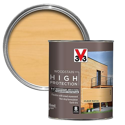 V33 High Protection Woodstain - 8-Year Guarantee - UV Filters - Water-Repellent - Quick-Drying - Only 2 Coats - Clear 750ml 1 V33 High Protection Woodstain - 8-Year Guarantee - UV Filters - Water-Repellent - Quick-Drying - Only 2 Coats - Clear 750ml