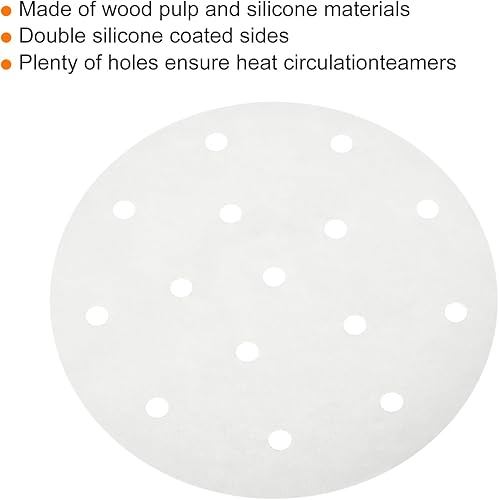 Miniatura 4 de uxcell 200pcs Air Fryer Parchment Paper, 6 Inch Round Air Fryer Liner, Non-Stick Baking Paper for Air Fryers Bamboo Steamer, White