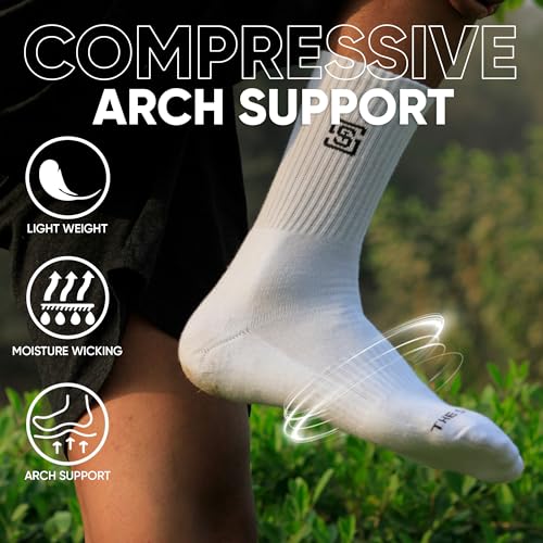 Mens Crew Socks, Compression Socks Men, Cushion Athletic Socks Men, Thick Work Socks For Men, Running Socks2
