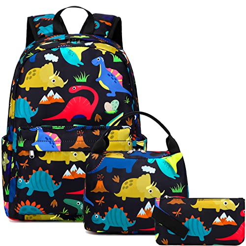 Boys Backpack Dinosaur Backpack For Boys Kids Dinosaur Backpack With Chest Strap Kindergarten School Bookbag Set With Lunch Box Pencil Case #TOP2
