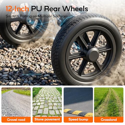 Image of SOFTFISH Transport Wheelchair with Ergonomic Design & Pull Rod, Wheelchairs for Adults with Adjustable Push Handles & Footrests, 12 inch Rear Wheels, Flip-Back Armrests, Carbon Fiber Aluminum Frame