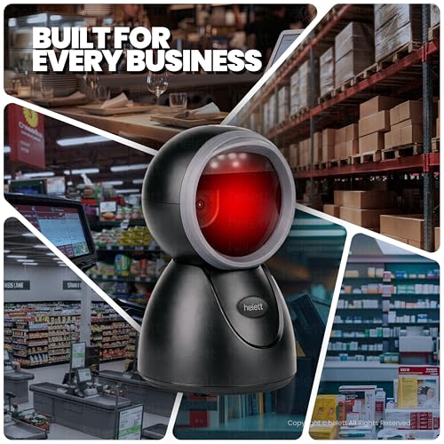 Image of Helett HT15 Hands-Free 2D & 1D USB Desktop Barcode Scanner for Retail & POS | 300K CMOS Global Exposure Engine | Large Scan Window, Fast Scanning, Buzzer LED, 640x480, Strong ABS, 1Yr Warranty(Black)