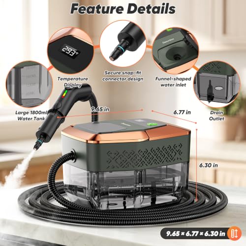 Image of Steam Cleaner for Home, Battery-Free Trigger Control, Steamer for Cleaning