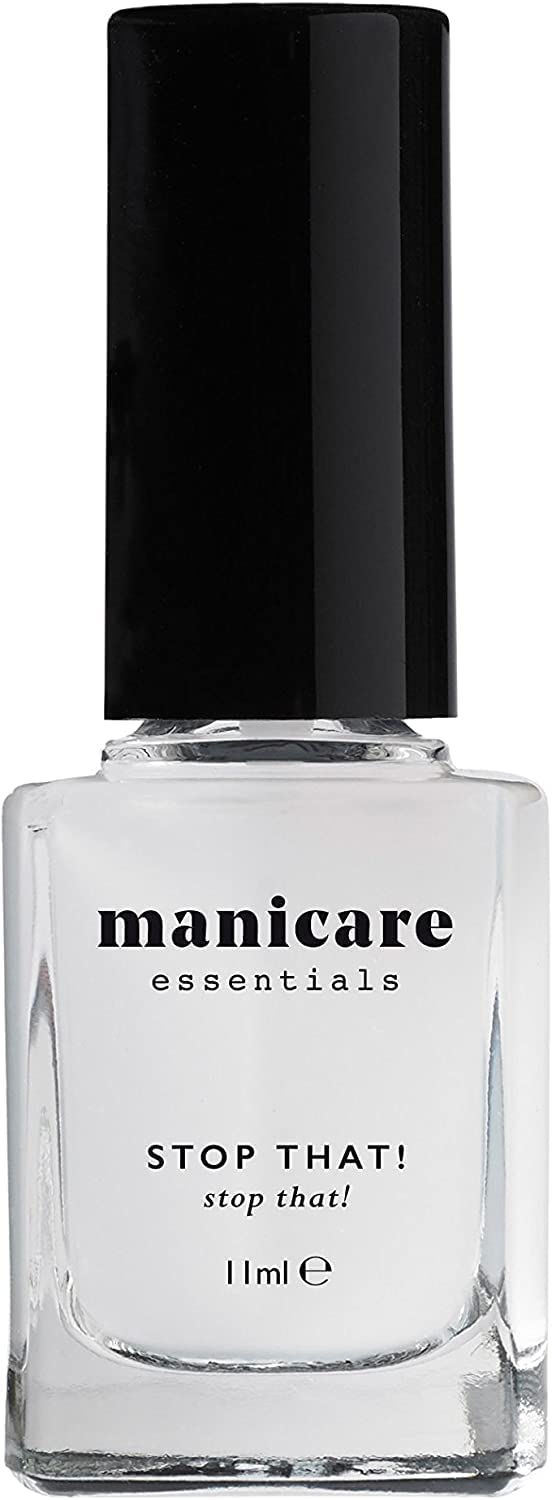 Manicare Stop That Nail Polish, Nail Biting prevention to help nail growth and Strengthening and to reduce biting, aids in nail repair and protects as a clear coat, Large 11ml bottle and non toxic