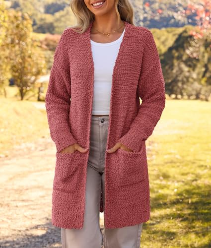 Image of MEROKEETY Women's Long Sleeve Soft Chunky Knit Sweater Open Front Cardigans Outwear Coat