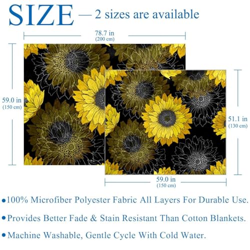 Couverture confortable tournesol noir pour réchauffer vos hivers